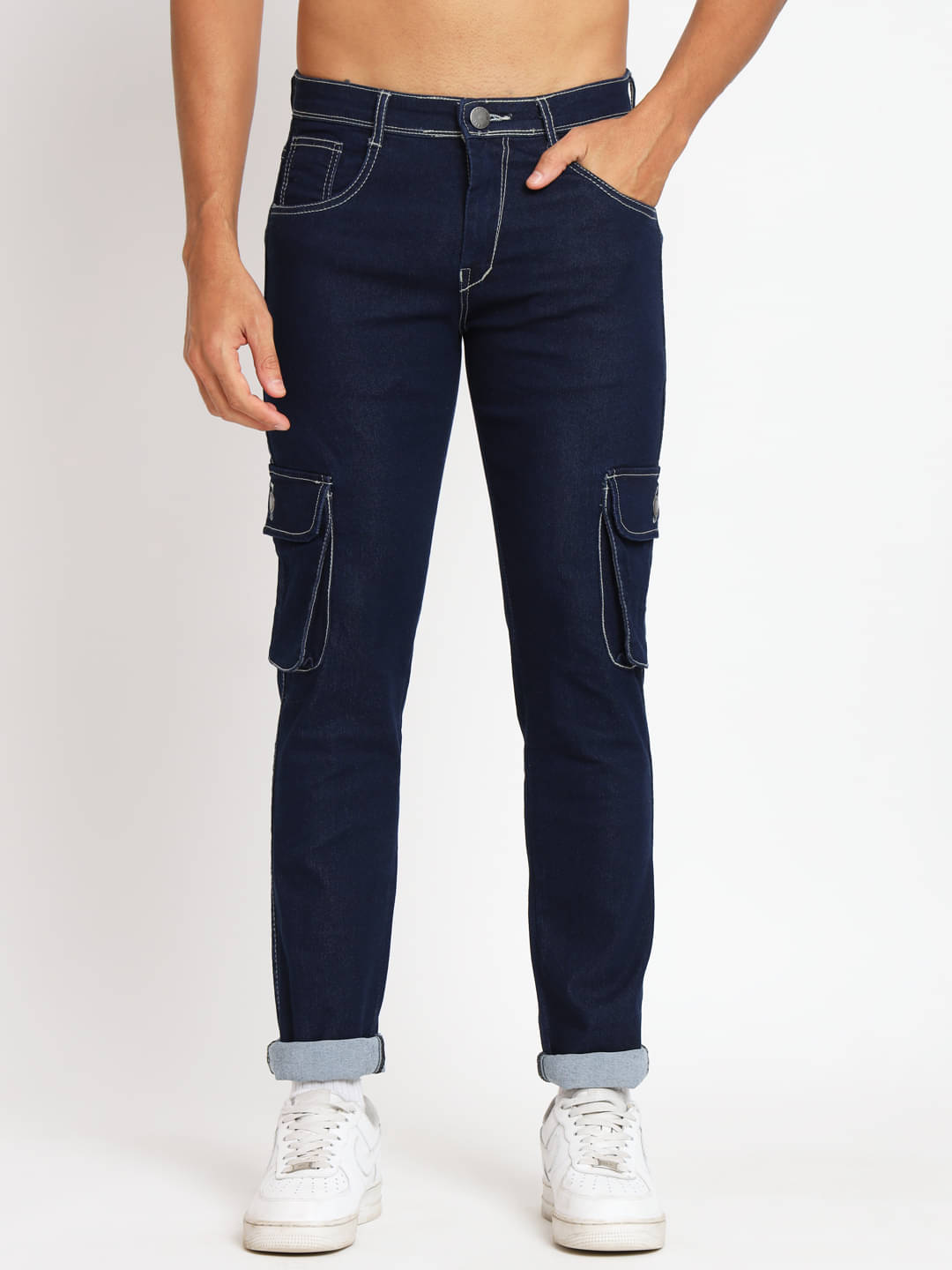    			RAGZO Regular Fit Cuffed Hem Men's Jeans - Navy Blue ( Pack of 1 )