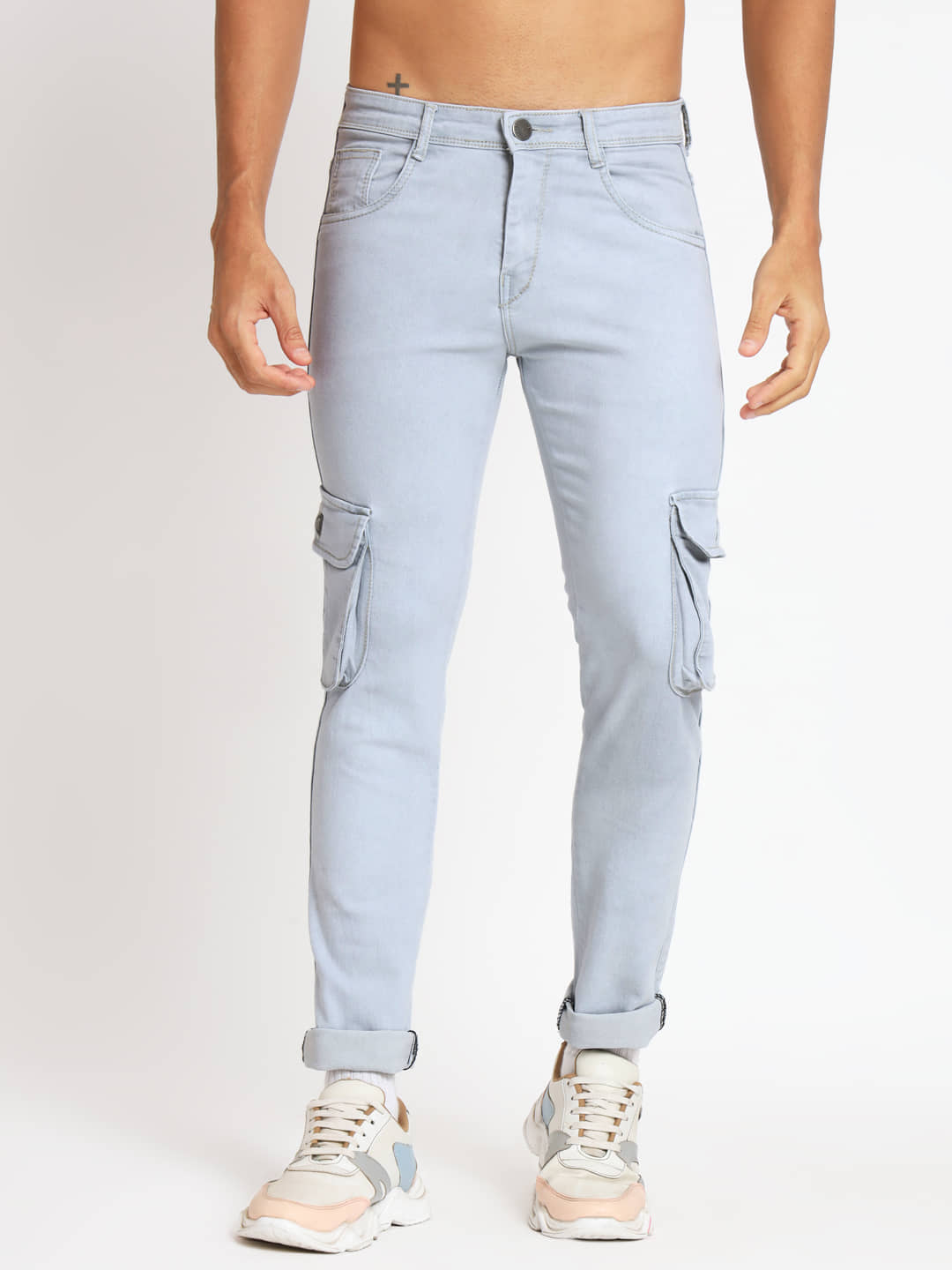 RAGZO Regular Fit Cuffed Hem Men's Jeans - Light Grey ( Pack of 1 ) - Jeans | Buy online on ZillyBuy