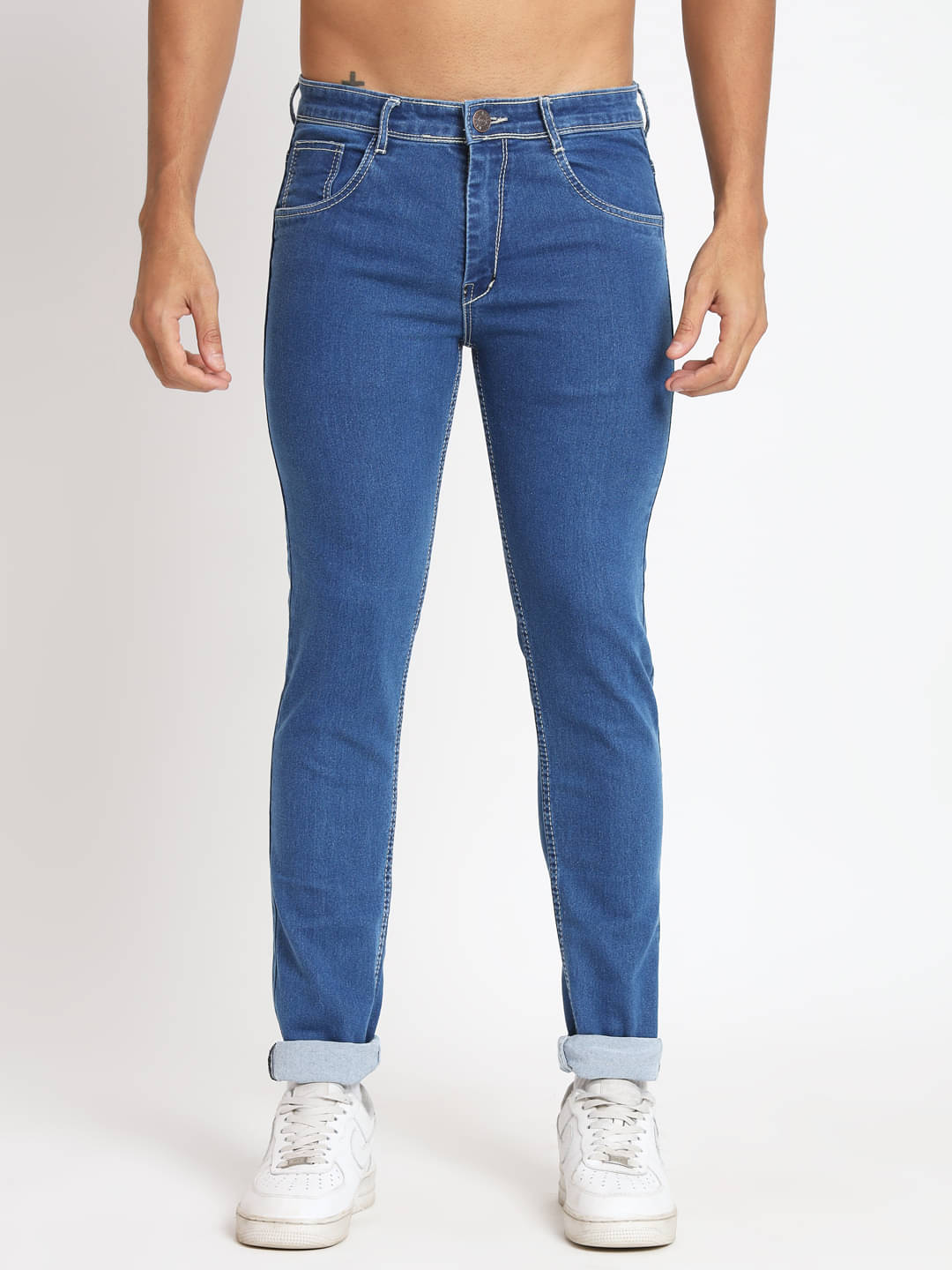 RAGZO Slim Fit Cuffed Hem Men's Jeans - Blue ( Pack of 1 ) RAGZO Slim Fit Cuffed Hem Men's Jeans - Blue ( Pack of 1 )