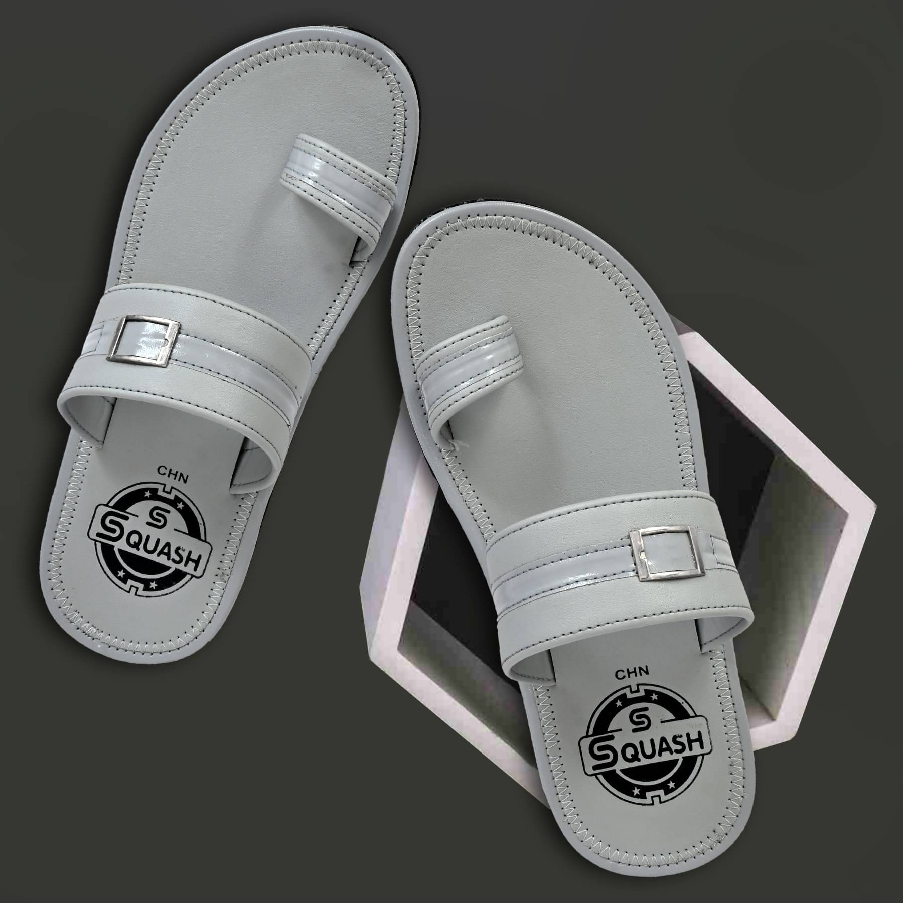     			Squash Grey Men's Leather Slipper