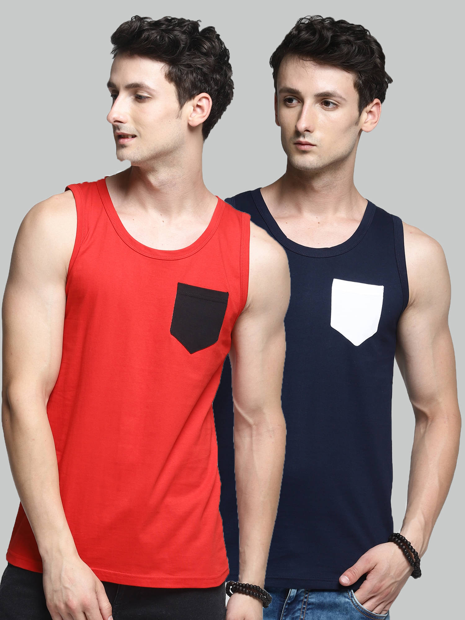 Trends Tower Pack of 2 Cotton Sleeveless vest For Men ( Multi ) Trends Tower Pack of 2 Cotton Sleeveless vest For Men ( Multi )