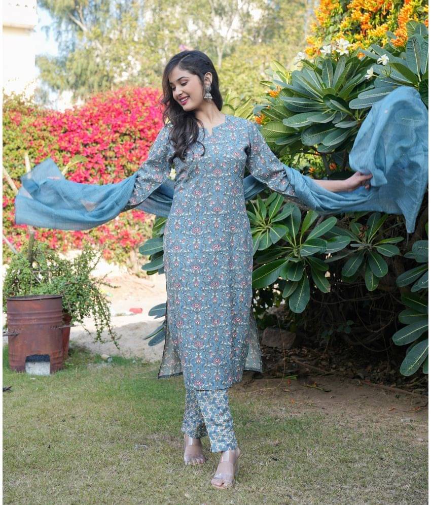 Vbuyz Rayon Printed Kurti With Pants Women's Stitched Salwar Suit - Light Blue ( Pack of 1 ) Vbuyz Rayon Printed Kurti With Pants Women's Stitched Salwar Suit - Light Blue ( Pack of 1 )