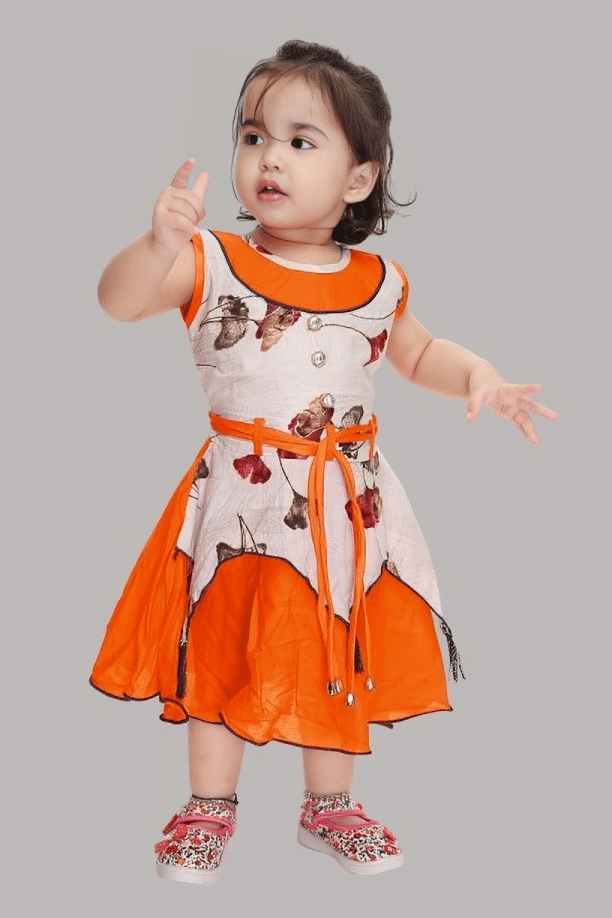 s muktar garments Rayon Frock For Girls ( Pack of 1 , Orange ) s muktar garments Rayon Frock For Girls ( Pack of 1 , Orange )