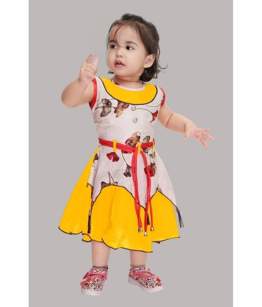     			s muktar garments Rayon Frock For Girls ( Pack of 1 , Yellow )