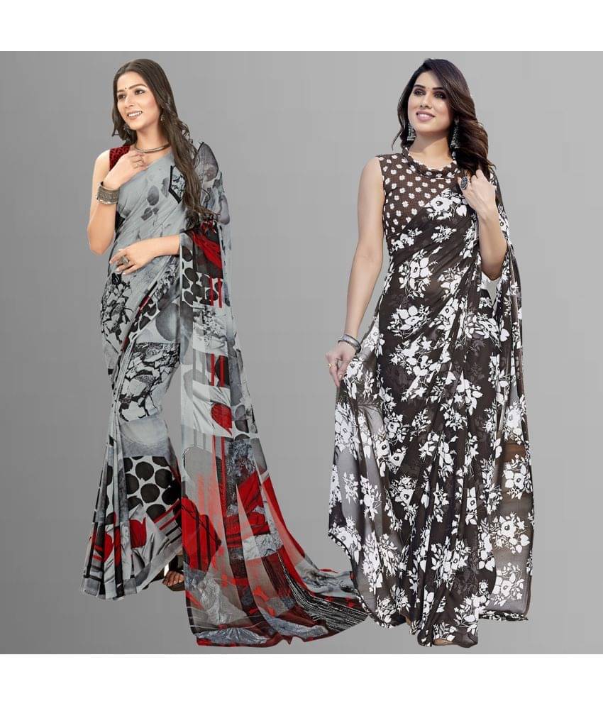 Kashvi Sarees Georgette Printed Saree With Unstitched Blouse Piece ( Multicolour )     			Kashvi Sarees Georgette Printed Saree With Unstitched Blouse Piece ( Multicolour )