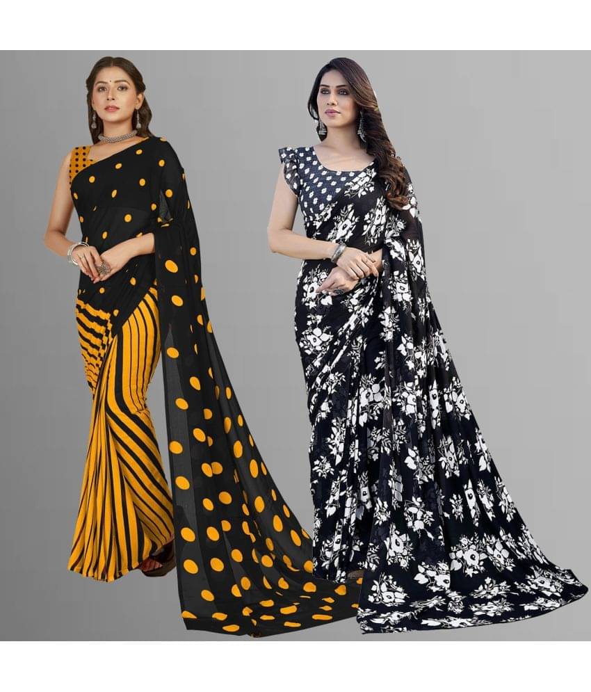 Kashvi Sarees Georgette Printed Saree With Unstitched Blouse Piece ( Multicolour ) Kashvi Sarees Georgette Printed Saree With Unstitched Blouse Piece ( Multicolour )