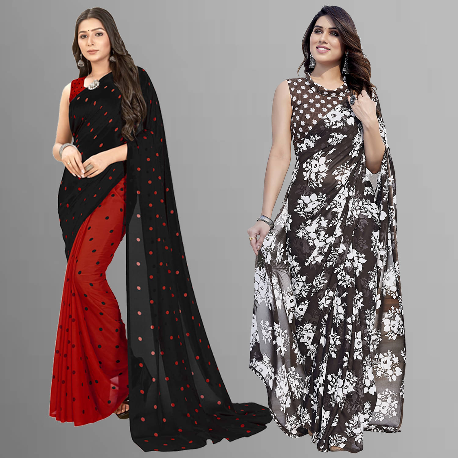 Kashvi Sarees Georgette Printed Saree With Unstitched Blouse Piece ( Multicolour ) Kashvi Sarees Georgette Printed Saree With Unstitched Blouse Piece ( Multicolour )