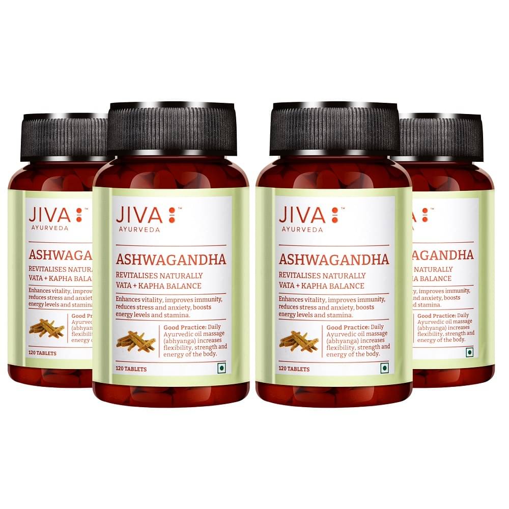     			Jiva Ashwagandha Tablet Effective in Stress Fatigue & General Weakness -120 Nos (Pack of 4)