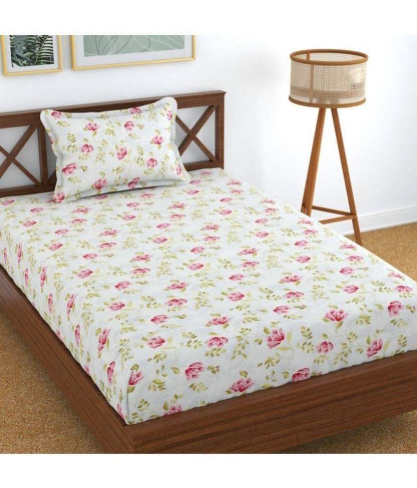     			Homefab India Microfiber 1 Single Bedsheet with 1 Pillow Cover ( Pink )