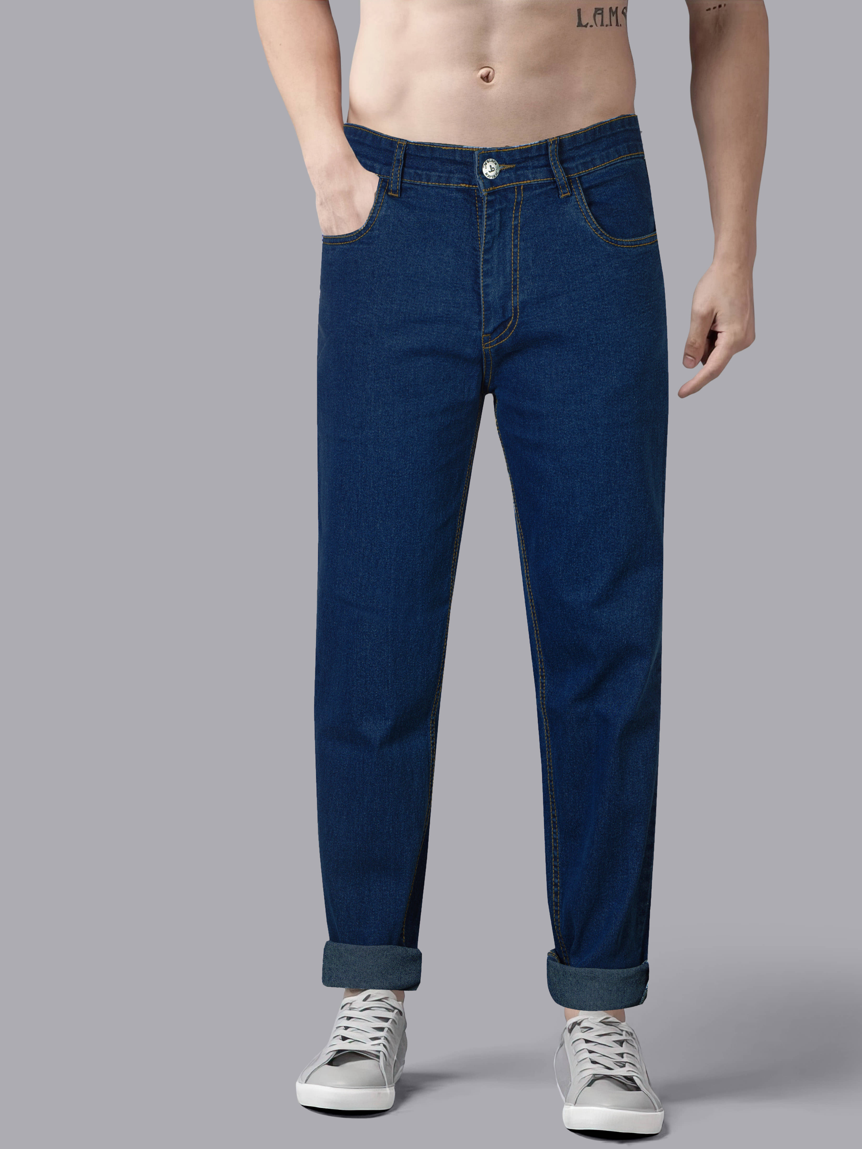 JB JUST BLACK Regular Fit Cuffed Hem Men's Jeans - Blue ( Pack of 1 ) - Jeans | Buy online on ZillyBuy
