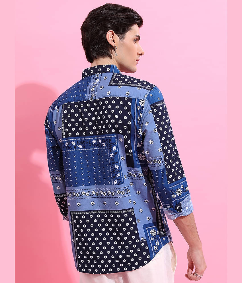 Ketch 100% Cotton Regular Fit Printed Full Sleeves Men's Casual Shirt - Blue ( Pack of 1 )