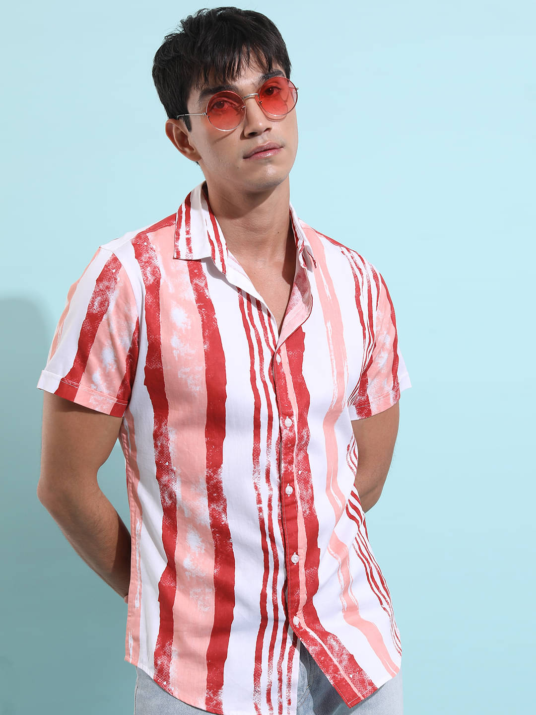     			Ketch 100% Cotton Regular Fit Striped Half Sleeves Men's Casual Shirt - Red ( Pack of 1 )