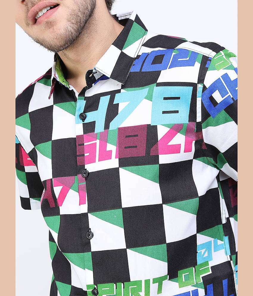 Ketch 100% Cotton Regular Fit Colorblock Half Sleeves Men's Casual Shirt - Green ( Pack of 1 )