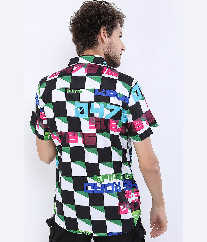 Ketch 100% Cotton Regular Fit Colorblock Half Sleeves Men's Casual Shirt - Green ( Pack of 1 )