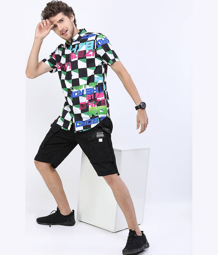 Ketch 100% Cotton Regular Fit Colorblock Half Sleeves Men's Casual Shirt - Green ( Pack of 1 )