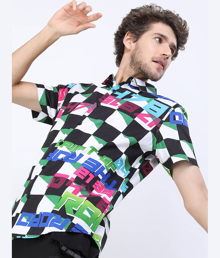 Ketch 100% Cotton Regular Fit Colorblock Half Sleeves Men's Casual Shirt - Green ( Pack of 1 )