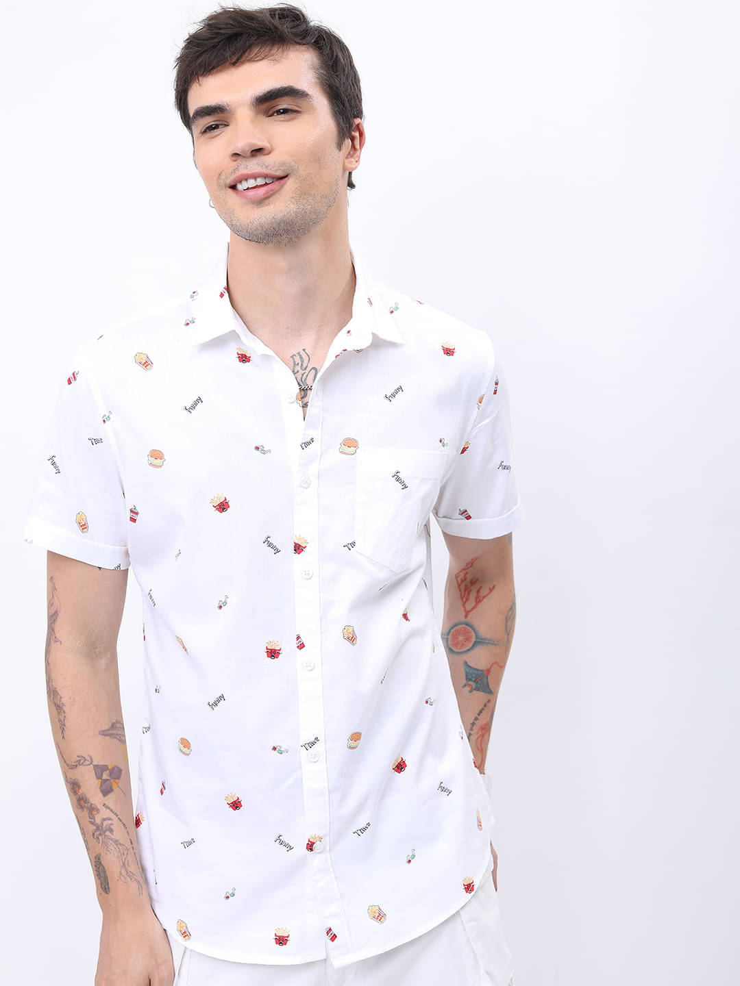 Ketch 100% Cotton Regular Fit Printed Half Sleeves Men's Casual Shirt - white ( Pack of 1 )     			Ketch 100% Cotton Regular Fit Printed Half Sleeves Men's Casual Shirt - white ( Pack of 1 )