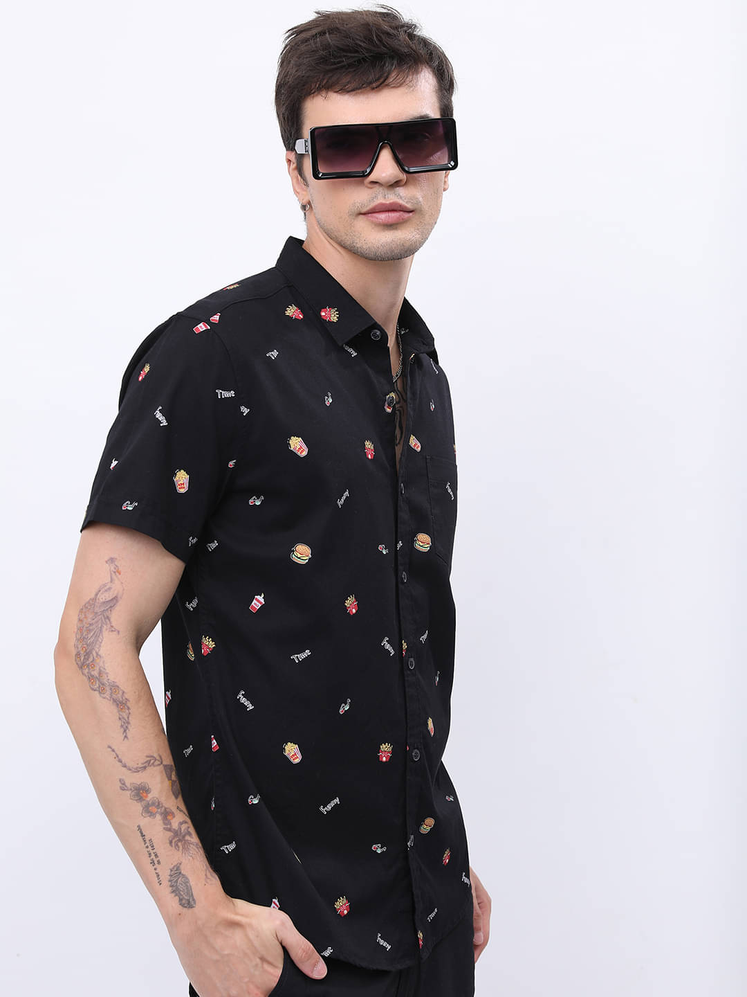     			Ketch 100% Cotton Regular Fit Printed Half Sleeves Men's Casual Shirt - Black ( Pack of 1 )