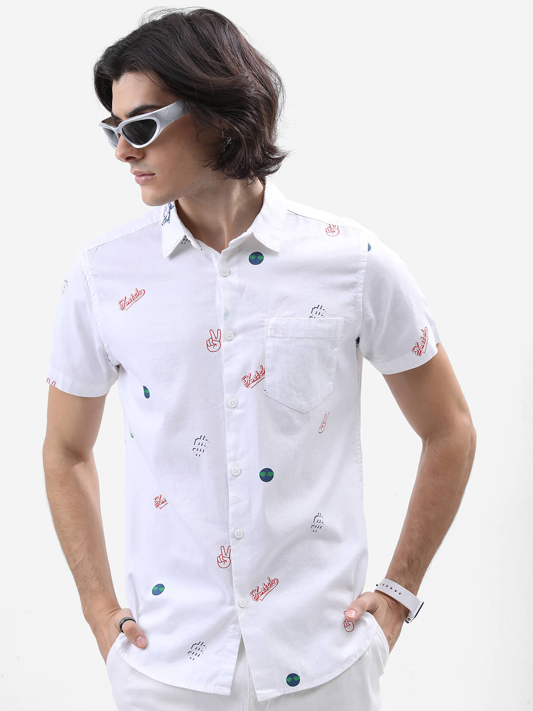 Ketch 100% Cotton Regular Fit Printed Half Sleeves Men's Casual Shirt - white ( Pack of 1 )     			Ketch 100% Cotton Regular Fit Printed Half Sleeves Men's Casual Shirt - white ( Pack of 1 )