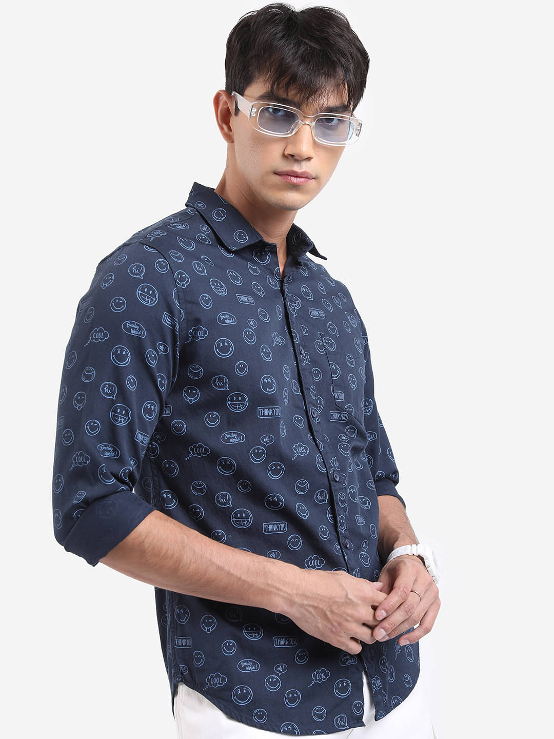     			Ketch 100% Cotton Regular Fit Printed Full Sleeves Men's Casual Shirt - Navy ( Pack of 1 )