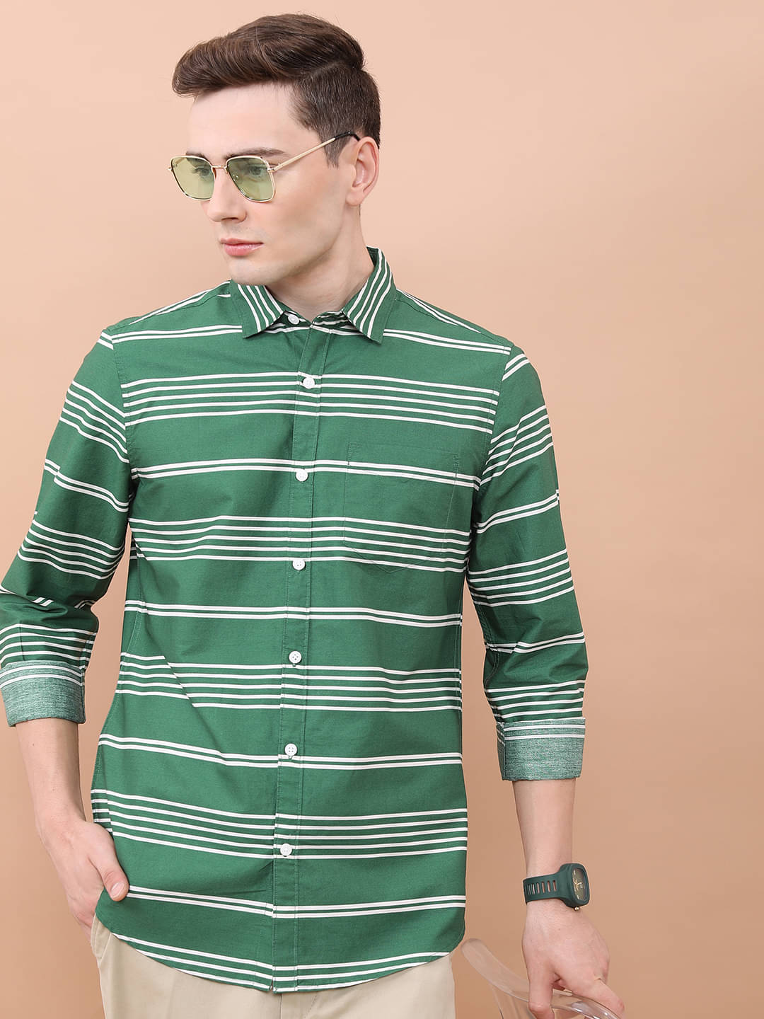 Ketch 100% Cotton Regular Fit Striped Full Sleeves Men's Casual Shirt - Green ( Pack of 1 ) Ketch 100% Cotton Regular Fit Striped Full Sleeves Men's Casual Shirt - Green ( Pack of 1 )