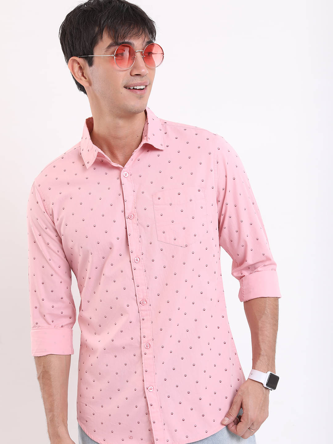 Ketch 100% Cotton Regular Fit Printed Full Sleeves Men's Casual Shirt - Pink ( Pack of 1 )     			Ketch 100% Cotton Regular Fit Printed Full Sleeves Men's Casual Shirt - Pink ( Pack of 1 )