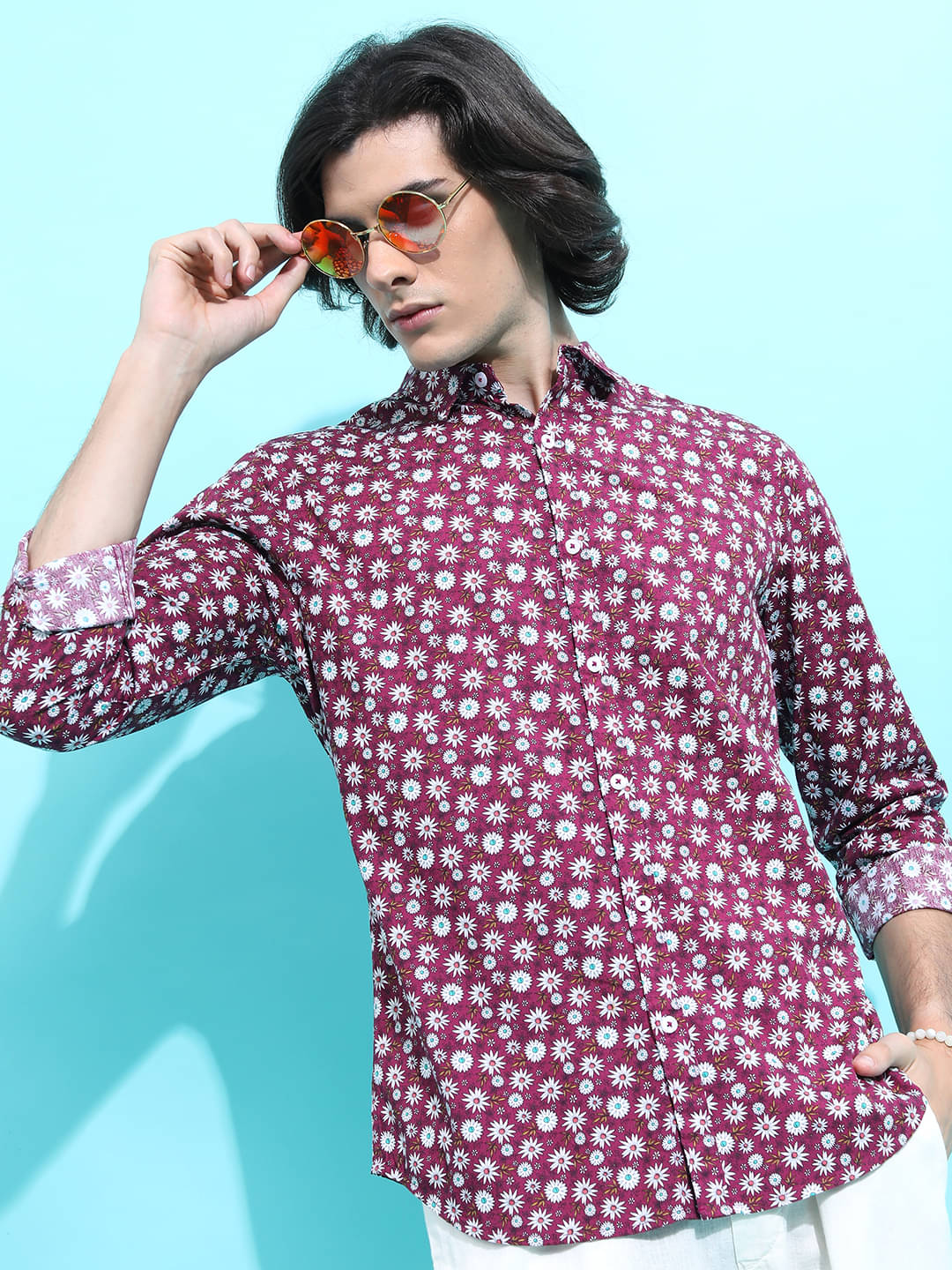     			Ketch 100% Cotton Regular Fit Printed Full Sleeves Men's Casual Shirt - Burgundy ( Pack of 1 )