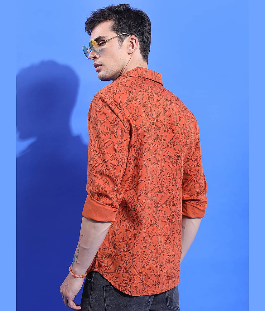 Ketch 100% Cotton Regular Fit Printed Full Sleeves Men's Casual Shirt - Rust ( Pack of 1 )
