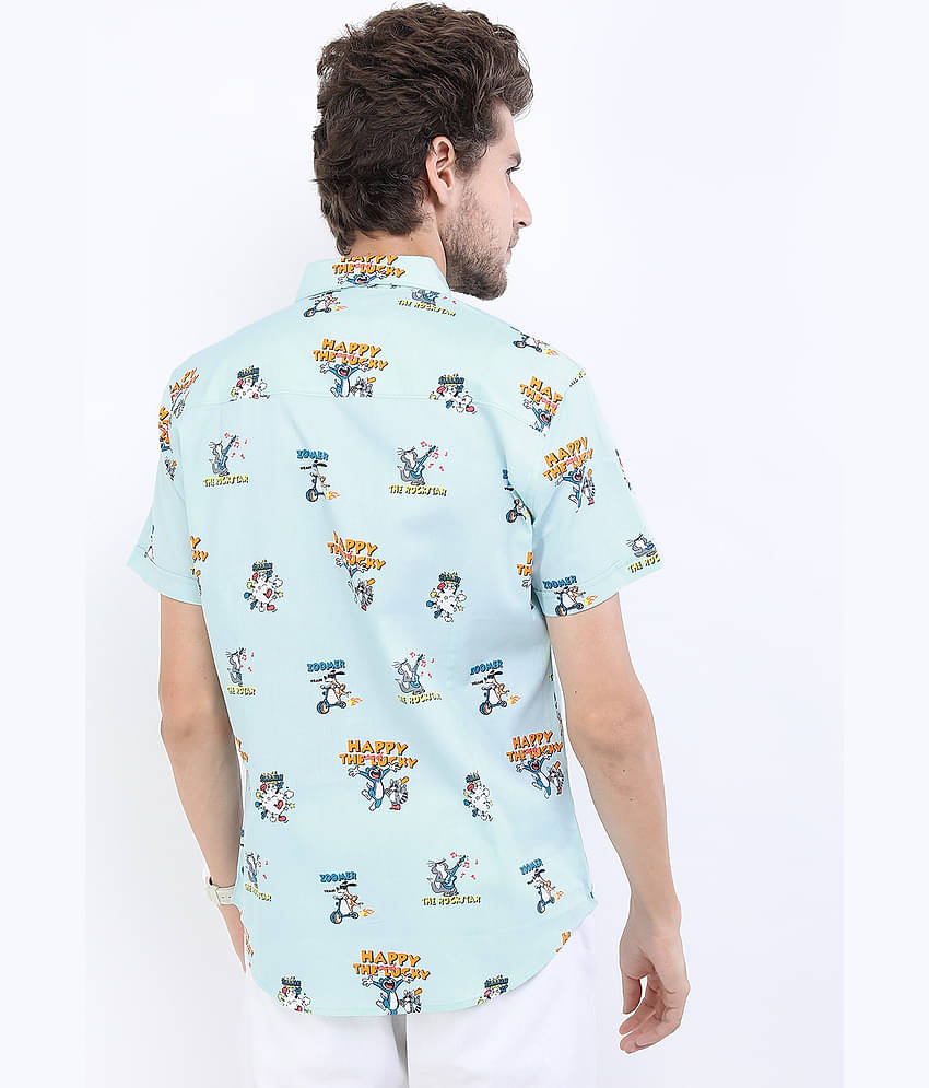 Ketch 100% Cotton Regular Fit Printed Half Sleeves Men's Casual Shirt - Blue ( Pack of 1 )