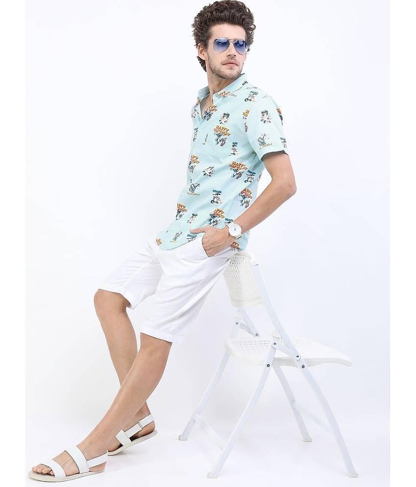 Ketch 100% Cotton Regular Fit Printed Half Sleeves Men's Casual Shirt - Blue ( Pack of 1 )