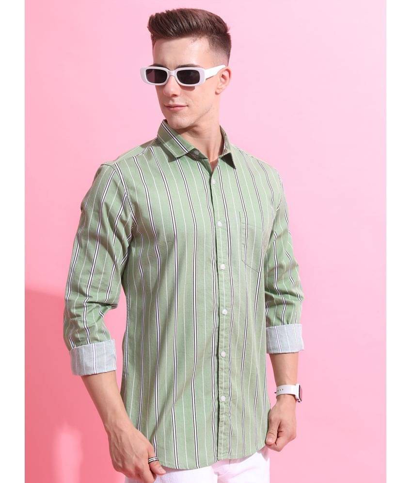     			Ketch 100% Cotton Regular Fit Striped Full Sleeves Men's Casual Shirt - Green ( Pack of 1 )