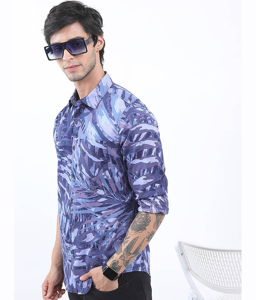 Ketch 100% Cotton Regular Fit Printed Full Sleeves Men's Casual Shirt - Navy ( Pack of 1 )