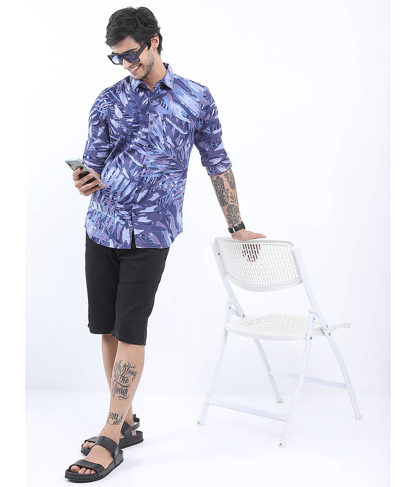 Ketch 100% Cotton Regular Fit Printed Full Sleeves Men's Casual Shirt - Navy ( Pack of 1 )