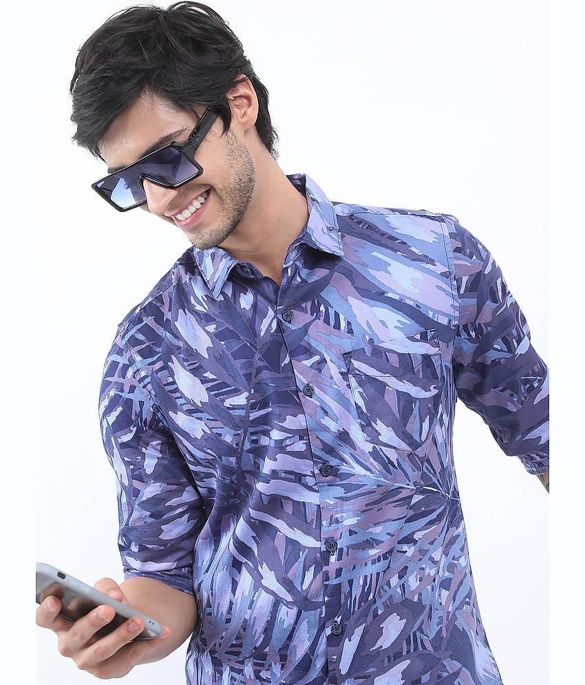 Ketch 100% Cotton Regular Fit Printed Full Sleeves Men's Casual Shirt - Navy ( Pack of 1 )