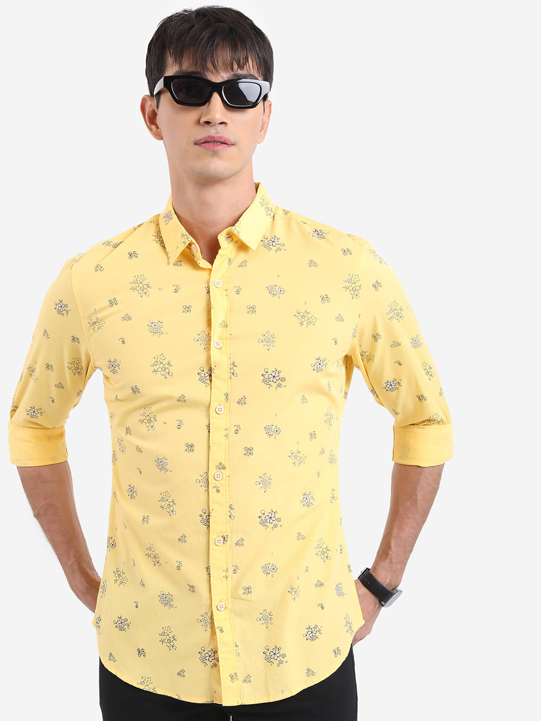     			Ketch 100% Cotton Regular Fit Printed Full Sleeves Men's Casual Shirt - Yellow ( Pack of 1 )