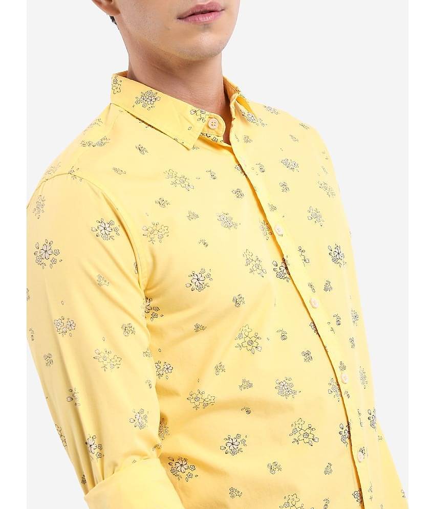 Ketch 100% Cotton Regular Fit Printed Full Sleeves Men's Casual Shirt - Yellow ( Pack of 1 )