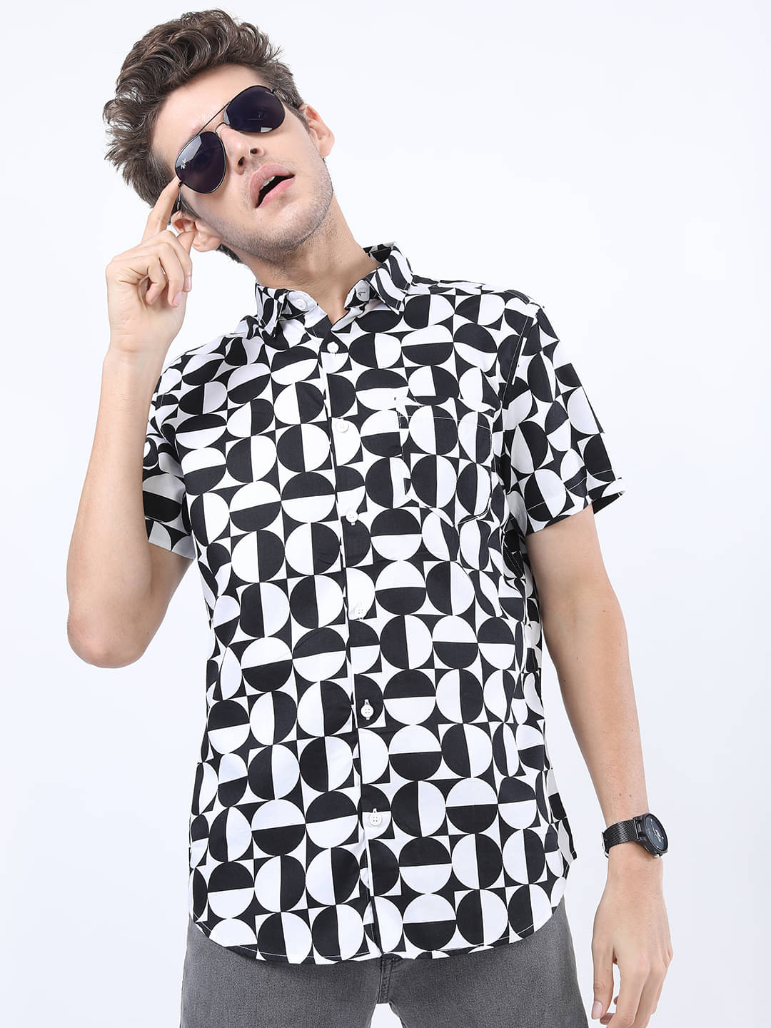     			Ketch 100% Cotton Regular Fit Printed Half Sleeves Men's Casual Shirt - White ( Pack of 1 )