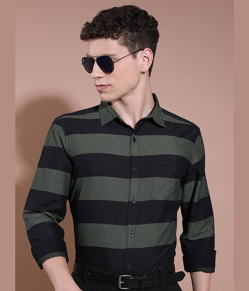 Ketch Cotton Blend Regular Fit Colorblock Full Sleeves Men's Casual Shirt - Olive ( Pack of 1 )