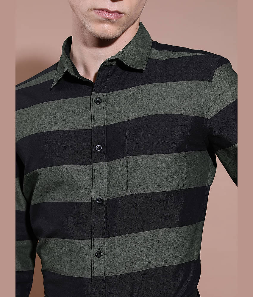 Ketch Cotton Blend Regular Fit Colorblock Full Sleeves Men's Casual Shirt - Olive ( Pack of 1 )