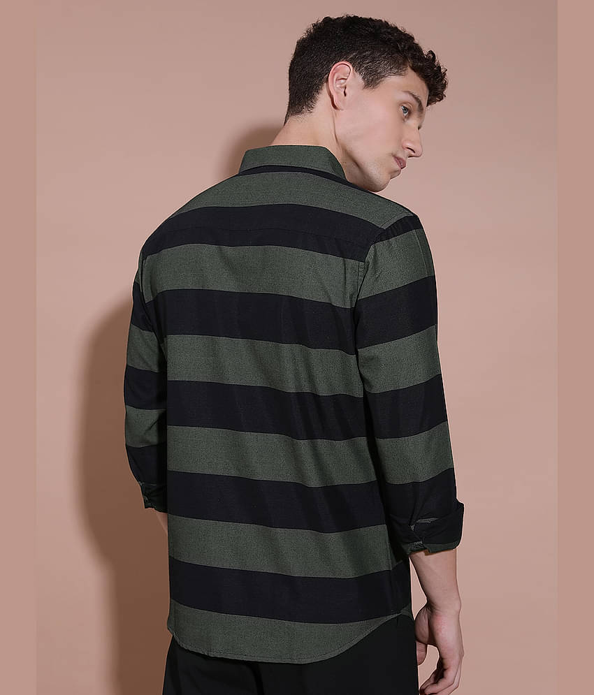 Ketch Cotton Blend Regular Fit Colorblock Full Sleeves Men's Casual Shirt - Olive ( Pack of 1 )