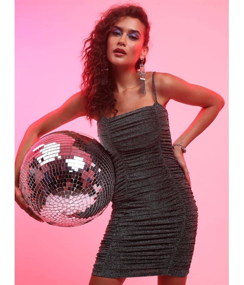     			Ketch Women Polyester Blend Embellished Bodycon Dress ( Silver )