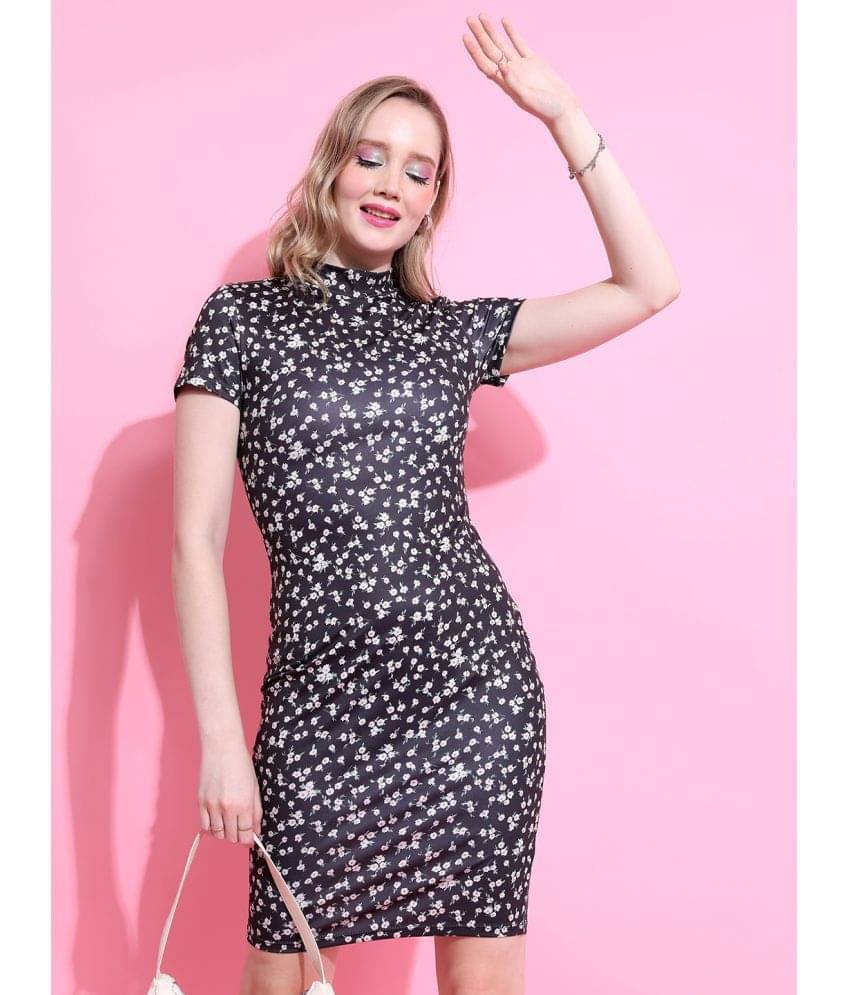 Ketch Women Polyester Blend Printed Bodycon Dress ( Black ) Ketch Women Polyester Blend Printed Bodycon Dress ( Black )