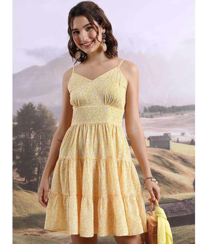 Ketch Polyester Printed Above Knee Women's Fit & Flare Dress - Yellow ( Pack of 1 ) Ketch Polyester Printed Above Knee Women's Fit & Flare Dress - Yellow ( Pack of 1 )