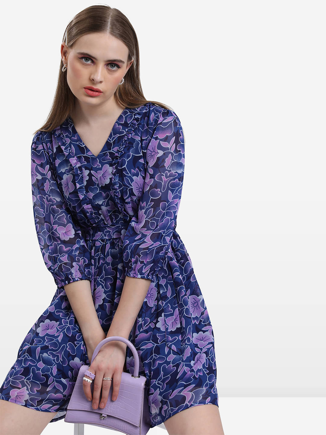 Ketch Women Polyester Printed Fit & Flare Dress ( Blue ) Ketch Women Polyester Printed Fit & Flare Dress ( Blue )