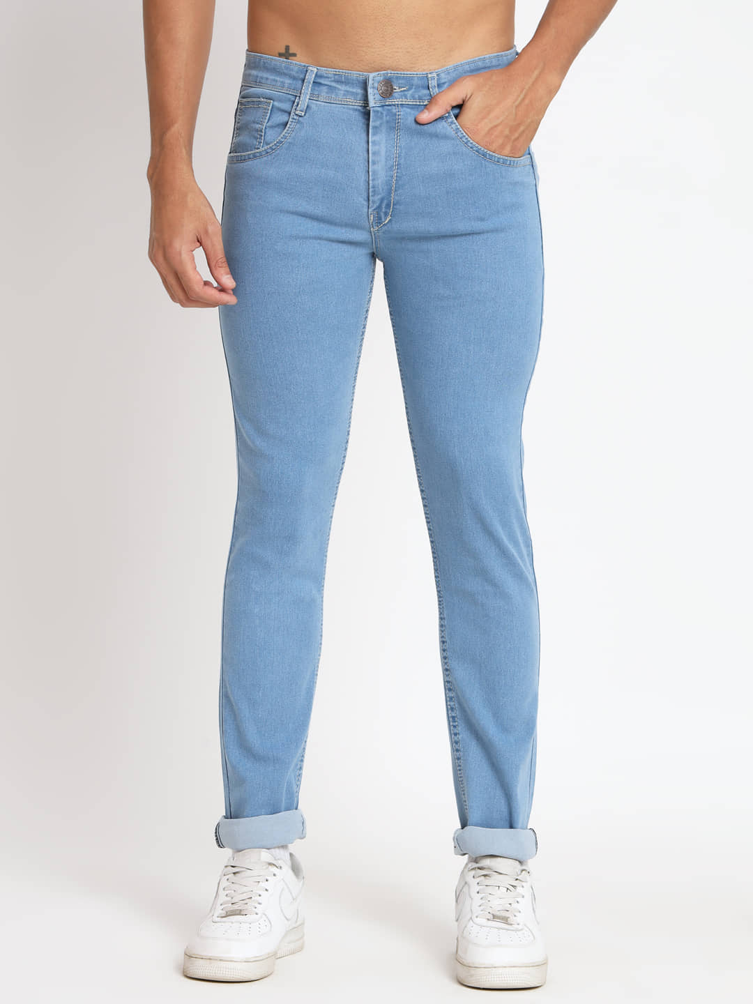 RAGZO Slim Fit Cuffed Hem Men's Jeans - Blue ( Pack of 1 ) - Jeans | Buy online on ZillyBuy
