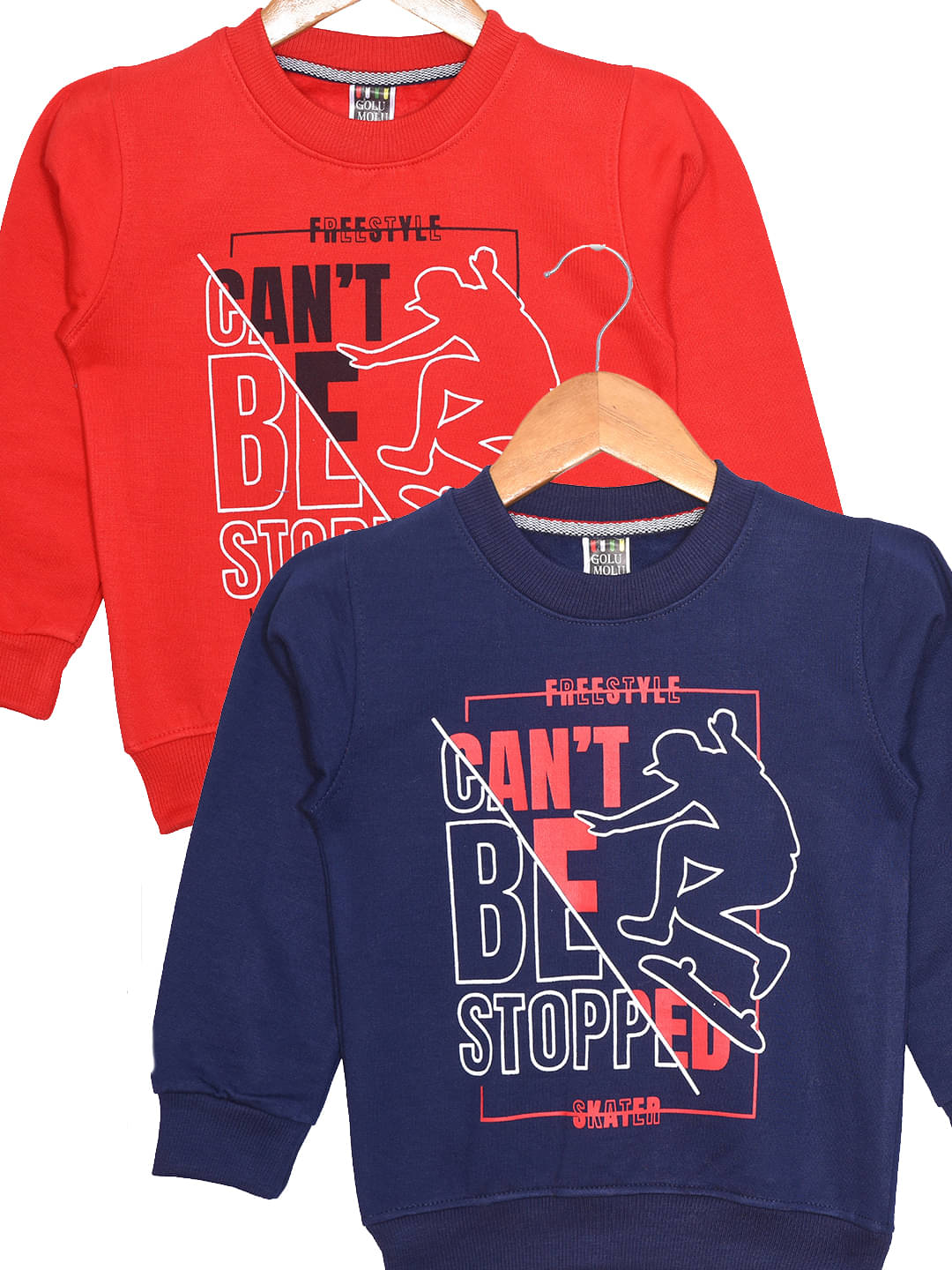     			RELANE Pack of 2 Boys Fleece Sweatshirt ( Red )