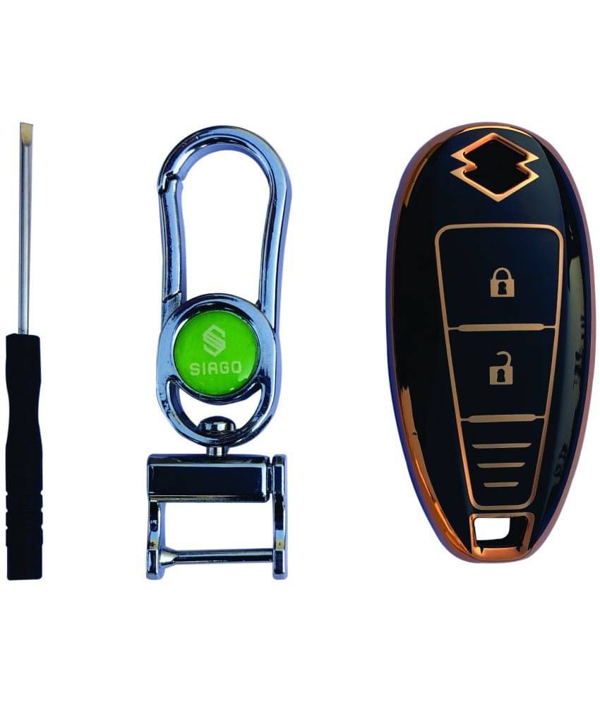 SIAGO Soft TPU Car Key Cover for Maruti Suzuki | Ciaz | Swift | Ertiga | Ignis | Ritz | S-Cross | SX4 | Vitara Brezza 2 Button Smart Key with Key Chain SIAGO Soft TPU Car Key Cover for Maruti Suzuki | Ciaz | Swift | Ertiga | Ignis | Ritz | S-Cross | SX4 | Vitara Brezza 2 Button Smart Key with Key Chain