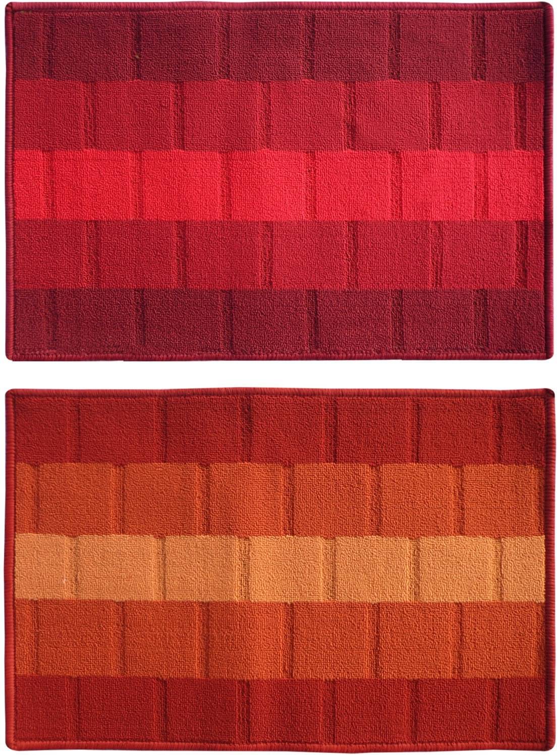 Status - Anti-skid Synthetic Door Mat ( 58 X 30 cm ) Set of 2 - Red Status - Anti-skid Synthetic Door Mat ( 58 X 30 cm ) Set of 2 - Red