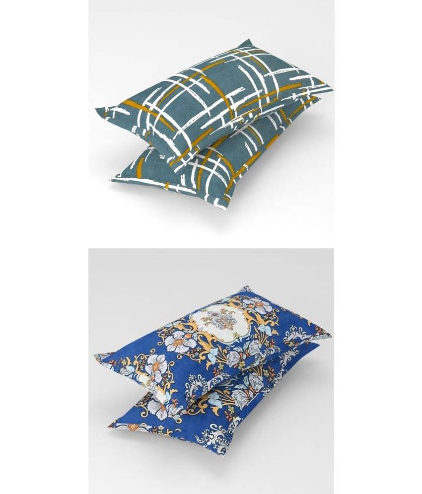     			Homefab India - Pack of 4 Microfiber Floral Printed Standard Size Pillow Cover ( 66.04 cm(26) x 43.18 cm(17) ) - Multi-Colour