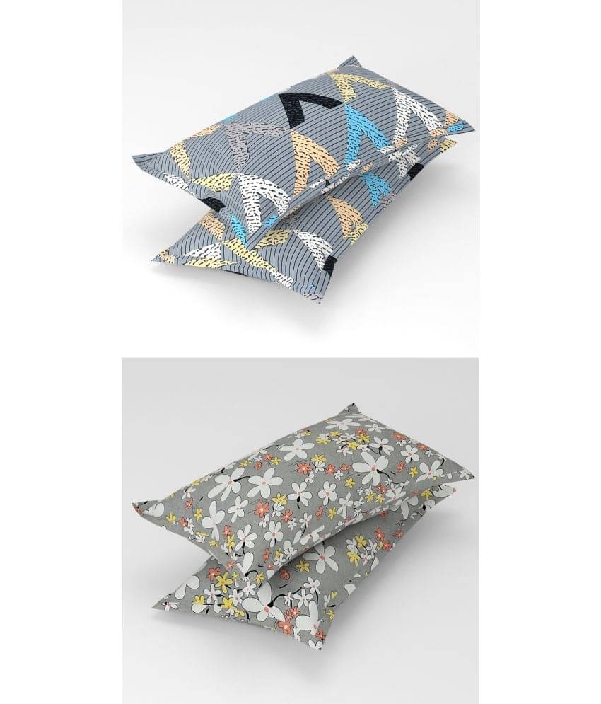 Homefab India - Pack of 4 Microfiber Floral Printed Standard Size Pillow Cover ( 66.04 cm(26) x 43.18 cm(17) ) - Multi-Colour     			Homefab India - Pack of 4 Microfiber Floral Printed Standard Size Pillow Cover ( 66.04 cm(26) x 43.18 cm(17) ) - Multi-Colour